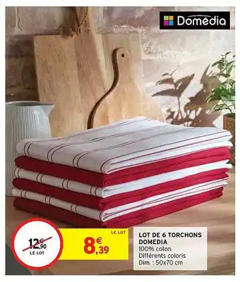 Intermarché Hyper Lot De 6 Torchons Domédia offre