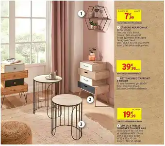 Intermarché Hyper étagère Hexagonale, Petit Meuble D'appoint 4 Tiroirs, Lot De 2 Tables Gigognes Filaires Ana offre