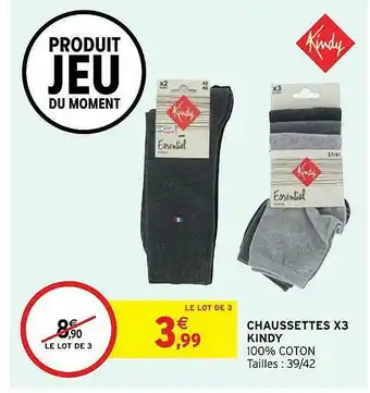 Intermarché Hyper Chaussettes X3 Kindy offre