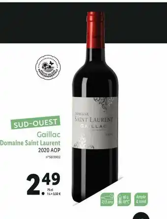Lidl Gaillac Domaine Saint Laurent 2020 Aop offre