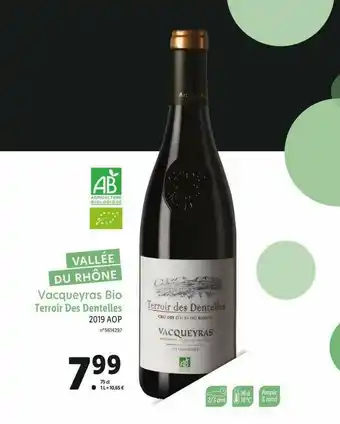 Lidl Vacqueyras Bio Terroir Des Dentelles 2019 Aop offre