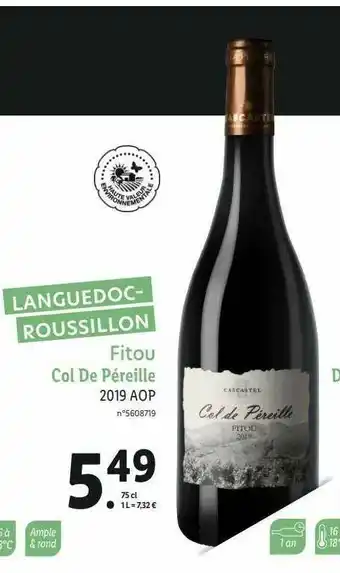 Lidl Fitou Col De Péreille 2019 Aop offre