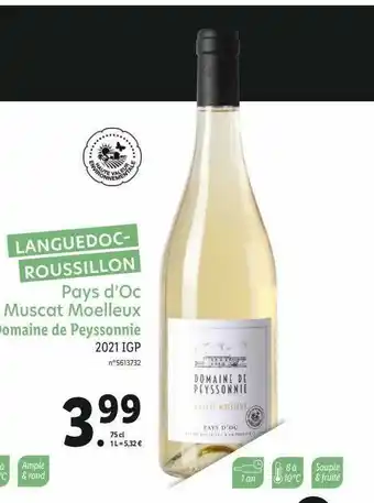 Lidl Pays D'oc Muscat Moelleux Domaine De Peyssonnie 2021 Igp offre
