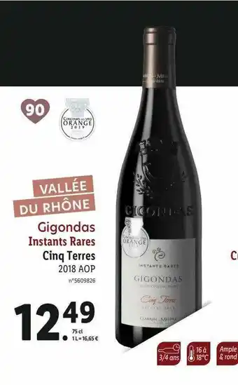 Lidl Gigondas Instants Rares Cinq Terres 2018 Aop offre