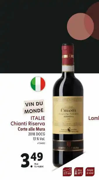 Italie Chianti Riserva Corte Alle Mura 2018 Docg