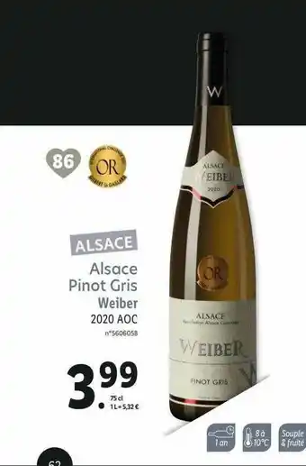 Lidl Alsace Pinot Gris Weiber 2020 Aoc offre