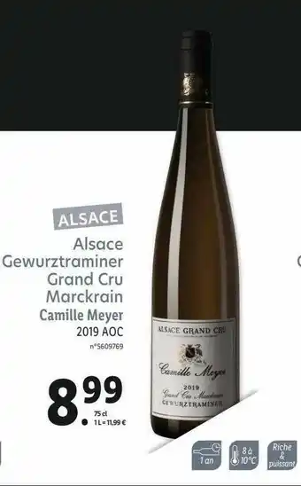 Lidl Alsace Gewurztraminer Grand Cru Marckrain Camille Meyer 2019 Aoc offre