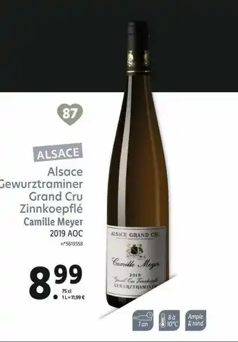 Lidl Alsace Gewurztraminer Grand Cru Zinnkoepflé Camille Meyer 2019 Aoc offre