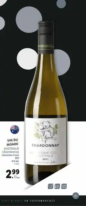 Lidl Australie Chardonnay Limestone Coast 2021 offre