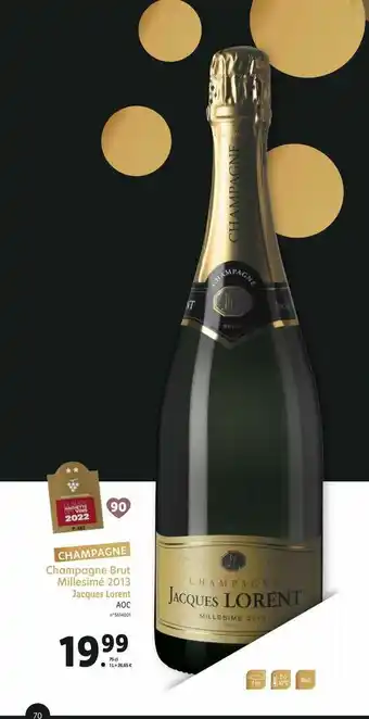 Lidl Champagne Brut Milléssimé 2013 Jacques Lorent Aoc offre