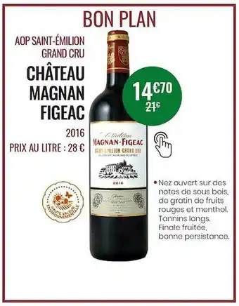 Nicolas Aop Saint-émilion Grand Cru Château Magnan Figeac 2016 offre