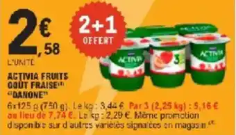 E.Leclerc Activia fruits gout fraise danone offre