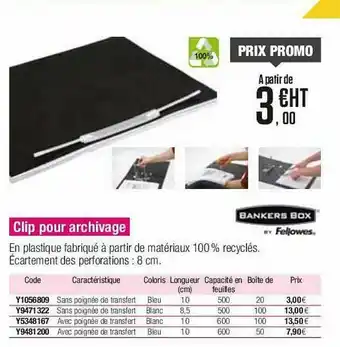 Clip Pour Archivage Bankers Box By Fellowes