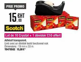 Plein ciel Lot De 10 Crystal + 1 Dévidoir C10 Offert Scotch offre