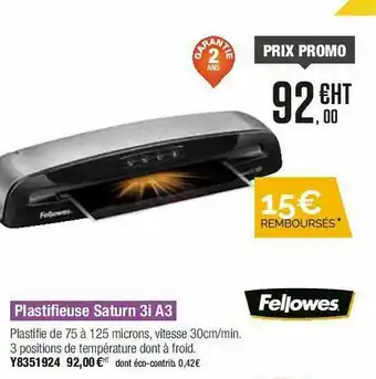 Plastifieuse Saturn 3i A3 Fellowes