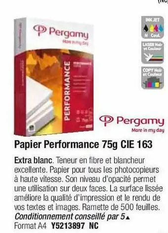 Plein ciel Papier Performance 75g Cie 163 Pergamy offre