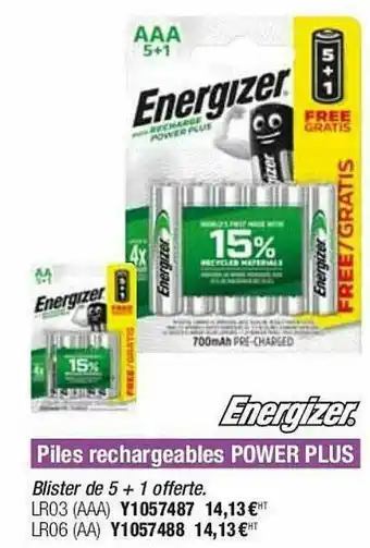 Piles Rechargeables Power Plus Energizer