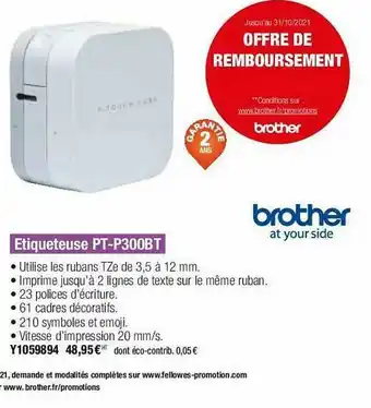 Plein ciel étiqueteuse Pt-p300bt Brother offre