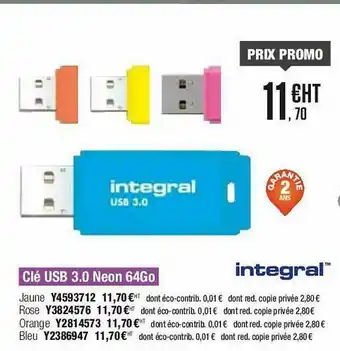 Clé Usb 3.0 Neon 64go Integral