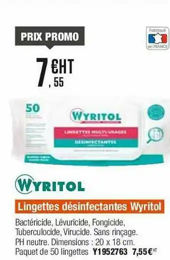 Plein ciel Lingettes Désinfectantes Wyritol offre