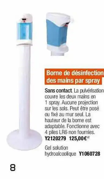 Borne De Désinfection Des Mains Par Spray