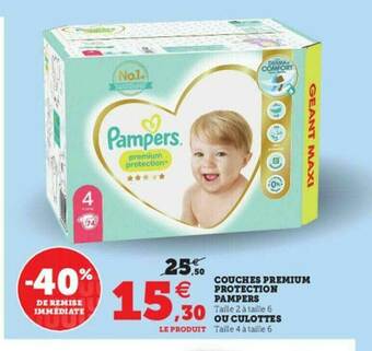 Super U Couches Premium Protection Pampers offre