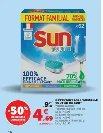 Super U Nettoyant Lave-vaisselle Tout En Un Sun offre