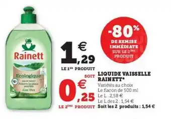 Super U Liquide Vaisselle Rainett offre