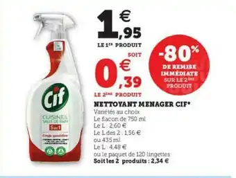 Super U Nettoyant Ménager Cif offre