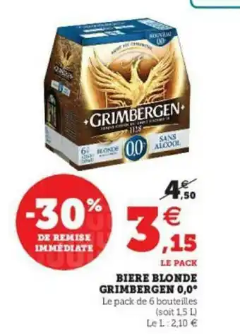 Super U Bière Blonde Grimbergen 0.0° offre
