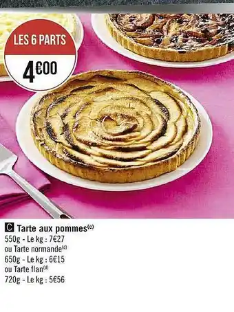 Casino Supermarchés Tarte Aux Pommes, Ou Tarte Normande Ou Tarte Flan offre