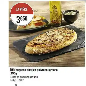 Casino Supermarchés Fougasse Chorizo Poivrons Lardons 290g offre