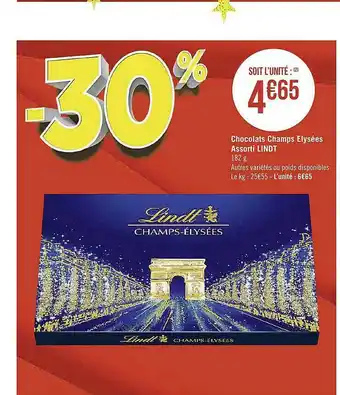 Casino Supermarchés Chocolats Champs élysées Assorti Lindt offre