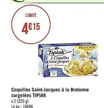 Coquilles Saint-jacques à La Bretonne Surgelées Tipiak