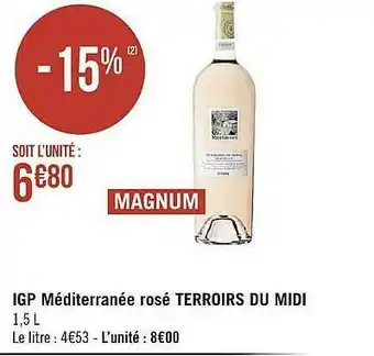 Casino Supermarchés Igp Méditerranée Rosé Terroirs Du Midi offre