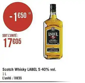 Casino Supermarchés Scotch Whisky Label 5 40% Vol. offre