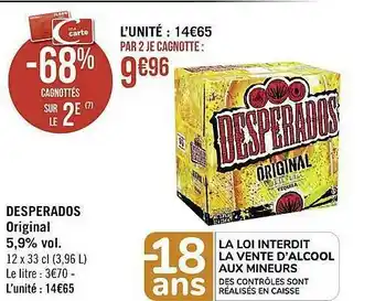 Casino Supermarchés Desperados Original 5.9% Vol. offre