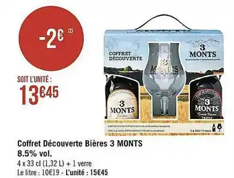 Casino Supermarchés Coffret Découverte Bières 3 Monts 8.5% Vol. offre