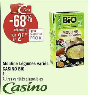 Casino Supermarchés Mouliné Légumes Variés Casino Bio offre