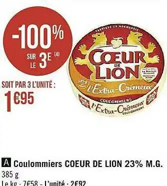 Casino Supermarchés Coulommiers Cœur De Lion 23% M.g. offre