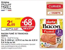 Intermarché Bacon fumé 15 tranches herta offre