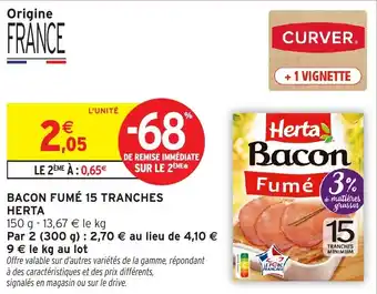 Intermarché Bacon fumé 15 tranches herta offre