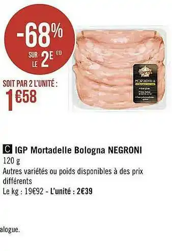 Casino Supermarchés Igp Mortadelle Bologna Negroni offre
