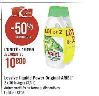 Casino Supermarchés Lessive Liquide Power Original Ariel offre