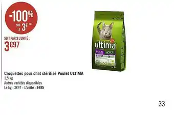 Casino Supermarchés Croquettes Pour Chat Stérilisé Poulet Ultima offre