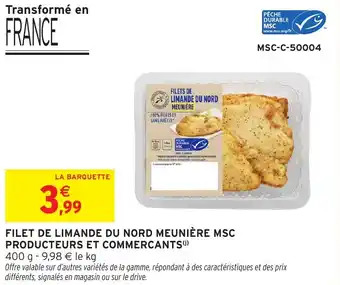 Intermarché Filet de limande du nord meunière msc producteurs et commercants offre