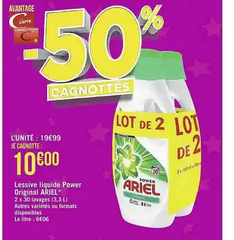 Casino Supermarchés Lessive Liquide Power Original Ariel offre