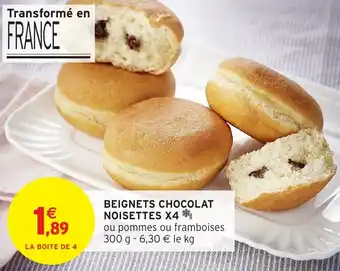 Intermarché Beignets chocolat noisettes x4 offre