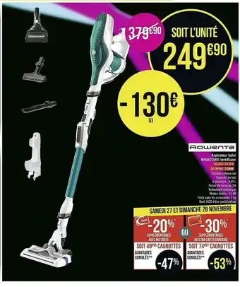Casino Supermarchés Aspirateur Balai Rowenta offre