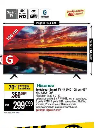 Cora x Carrefour Téléviseur Smart Tv 4k Uhd 108 Cm 43 offre